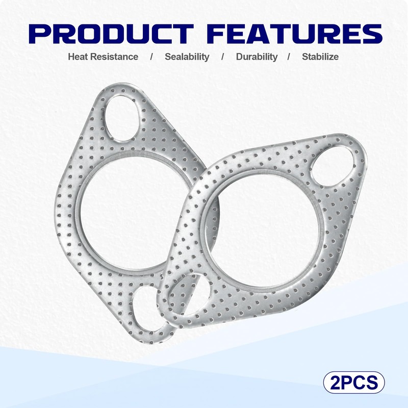 JUSTTOP 2PCS Car Exhaust Gasket,Ultra Seal 2-Bolt 2.5" Reinforced High