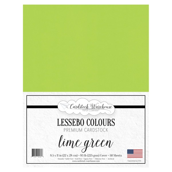 Cardstock Warehouse Lessebo Lime Green Cardstock Paper – 50 Sheets,
