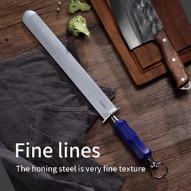 KINTIF Heavy-Duty Honing Steel 12 inch Sharpening Steel Flat Honing Rod, High hardness, Fine Cut, Ideal For Butcher Knives and Chef Knives, Knife Sharpeners