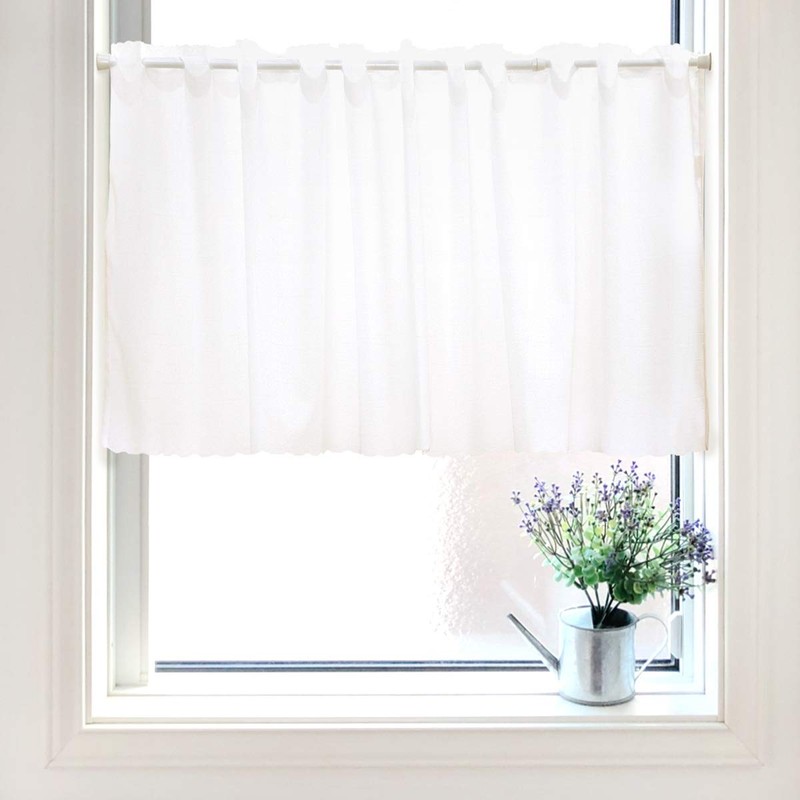 Noren Kobo 95238 Cafe Curtain, Natural, Simple, Lace, Plain, Small