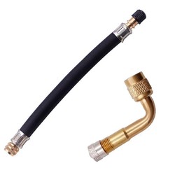 LOYELEY 車 バイク 空気入れ エアーホース 90度真鍮バルエアーバルブ（2個入り） L型 エアバルブ バルブ延長チューブ 長210mm タイヤインフレーション インフレータブルホース バイク/自転車/トラック/電気自動車/自動車用