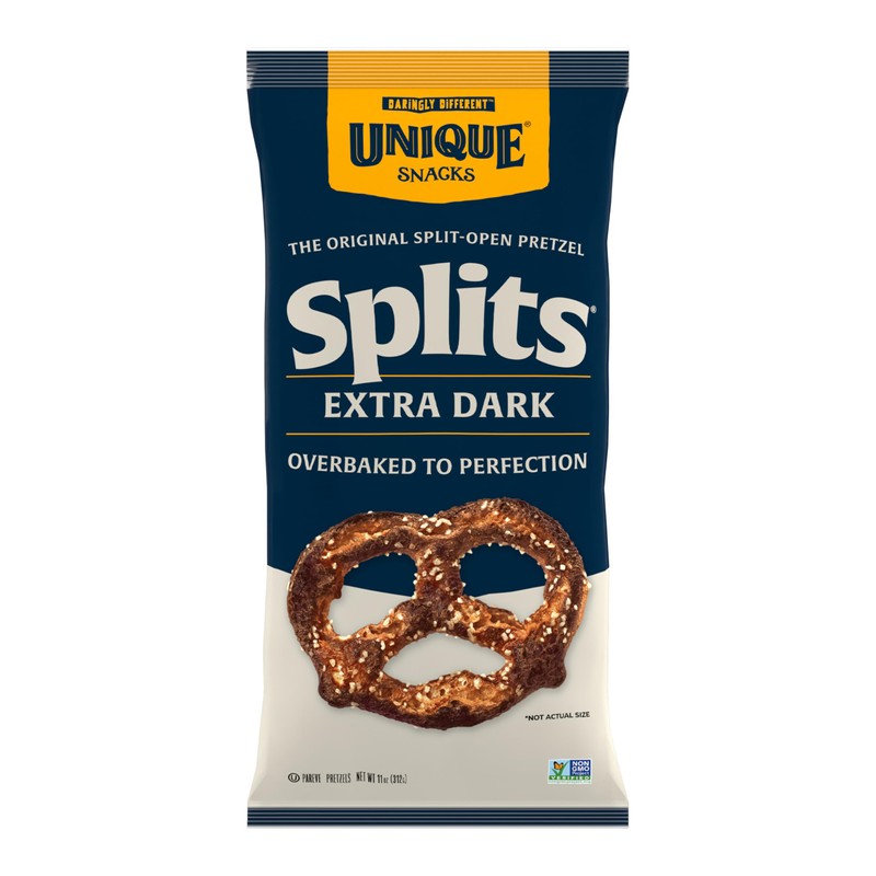 Unique Snacks Extra Dark Splits Pretzels, Original Split-Open Pretzels, Delicious