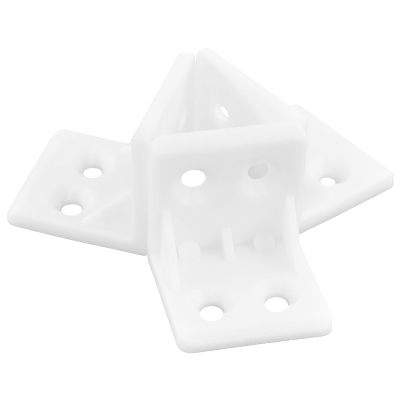 50 PCS White Plastic Corner Brackets, L Shape Right Angle