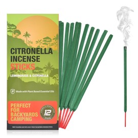 Citronella Incense Sticks - Suitable for Outdoor Camping, Patio, Hiking,etc (1 Pack Contains 12 Sticks)