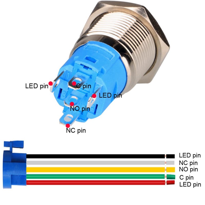 Gebildet 0.87 inch/22 mm Stainless Steel Push Button Switch 12V-24V
