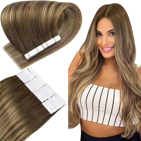 Easyouth Human Hair Extensions Tape in Ombre Hair Tape in