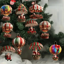 10 Bales De Ar Quente De Natal De Madeira 2d Para O Papai N