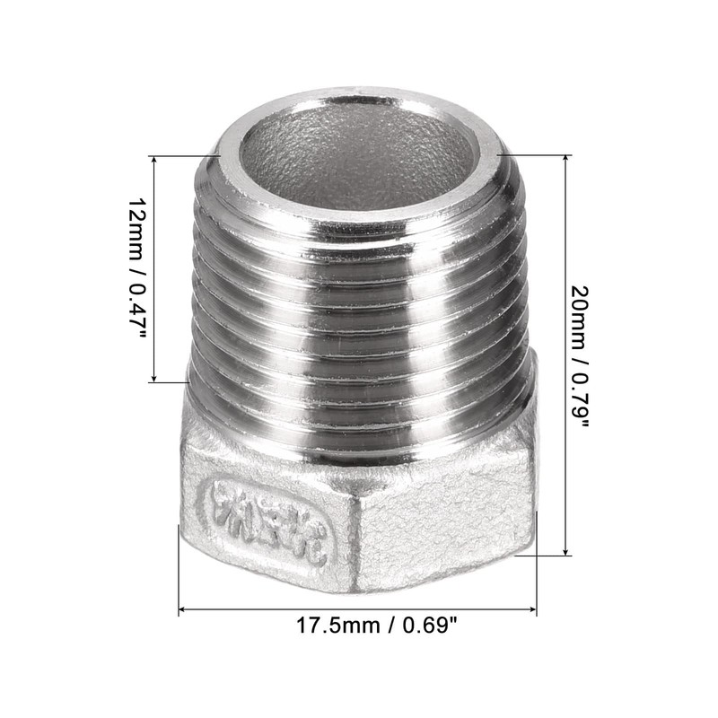 Reducer Hex Bushing, 3/8 PT Male to 1/4 PT Female