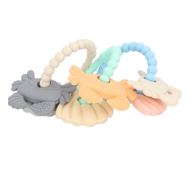 3pcs Silicone Shell Teething Ring Soothes Gum Soreness Crab Shell