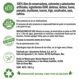 Electrolitos sin Azúcar, Hidratación en Polvo, Adicionado con Calcio, Zinc y Potasio. Keto, Paleo y Vegano, Sabor Limonada.