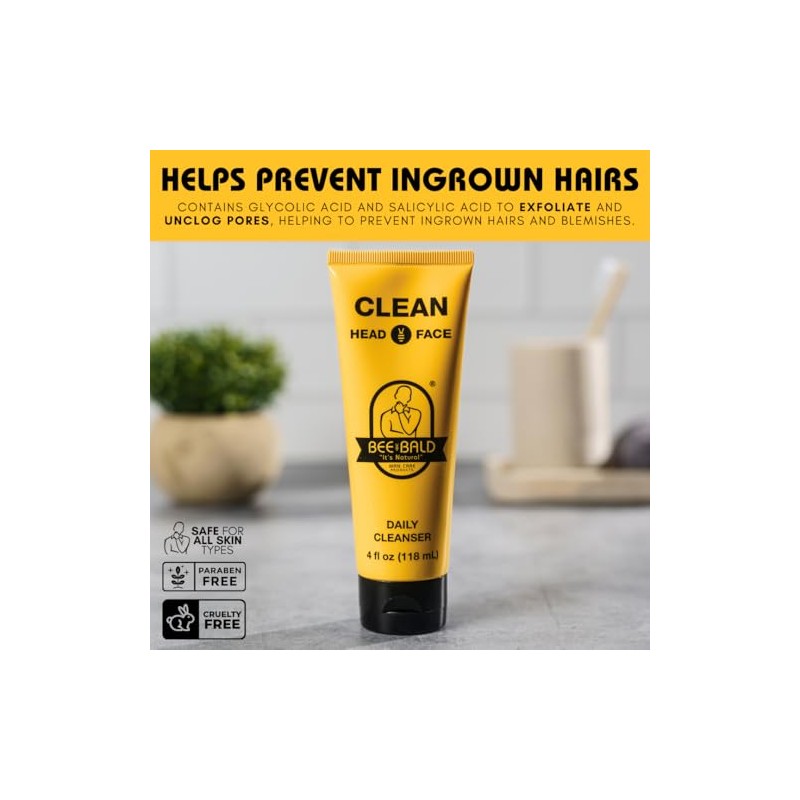 Bee Bald Clean Head and Face Wash Shampoo, 4 oz