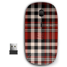 KAWAMOUSE 2.4G Ergonomic Portable USB Wireless Mouse for PC, Laptop, Computer, Notebook with Nano Receiver (Tartan Plaid Checkered)