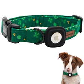 Elegant little tail Airtag Dog Collar, St Patrick's Dog Collar Pet with Airtag Holder Holiday Pet Collar Cute Puppy Collar Adjustable Pet Dog Collars for X-Small Dogs