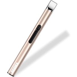 [2 Pack] REIDEA Electronic Candle Lighter Arc Windproof Flameless USB Rechargeable Lighter with Safe Button for Home Kitchen (S4, Champagne Gold)