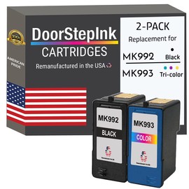 DoorStepInk Remanufactured in The USA Ink Cartridges for Dell Series 9 MK992 Black and MK993 Tri-Color Use for Dell 926, Dell V305, Dell V305 W