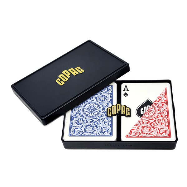 Copag 1546 Design 100% Plastic Playing Cards, Poker Size Red/Blue (Regular Index, 1 Set)