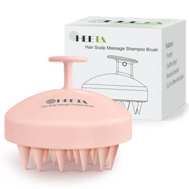HEETA Scalp Scrubber Shampoo Brush, Scalp Care Massager Tool for Hair Growth, with Soft Silicone Bristles for Dandruff Removal Wet Dry Hair Women Men Kids Pets, Fit All Hair Types, Pink