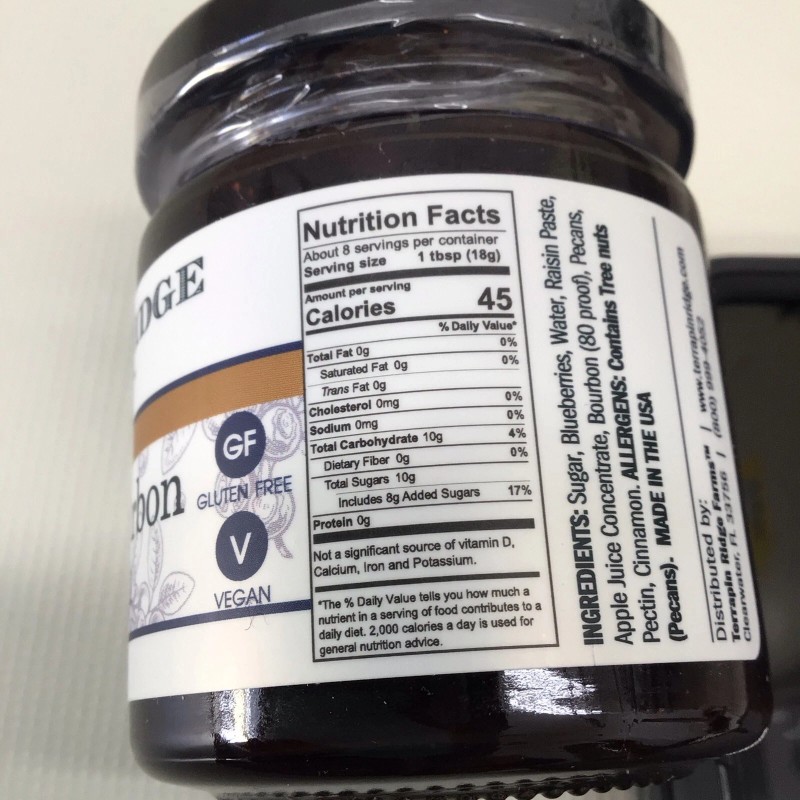 TERRAPIN RIDGE FARMS 6 BLUEBERRY BOURBON JAM 5 OUNCE JARS