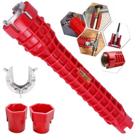 Reicyfang 8 in 1 Multifunctional Sink Bathroom Wrench, Wrench Faucet Plumbing Tool, Plumber Sink Wrench Installation Pipe Extractor, Household Water Pipe Faucet Washing Basin Repair Removal Tool