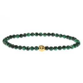 LAKADA Genuine Gemstone Bracelet with Faceted 4 mm Beads and Stainless Steel Tree of Life Healing Stone Protective Stone Bracelet Lucky Charm Talisman Gift, Gemstone, Faceted gemstone