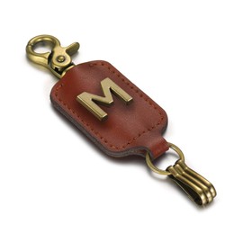 XGALBLA Initial Letter Keychain Brown Leather Alphabet llaveros Personalizados Keychain with Easy Clasp, Key Car Key Bag Key Ring for Women Mens(M)