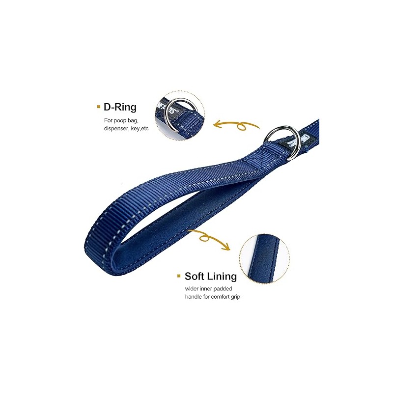 OneTigris Correa para Pasear Perros Antijalón, Doble Mango Acolchado, 1.2m