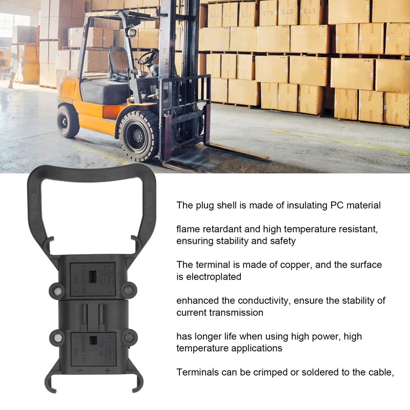 LOCADENCE Forklift Power Connector Kit, 80A Copper Terminals Battery Charging