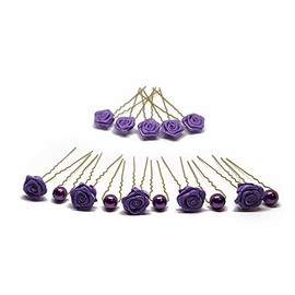 15-Piece Bridal Hair Jewellery Set 3-G Purple