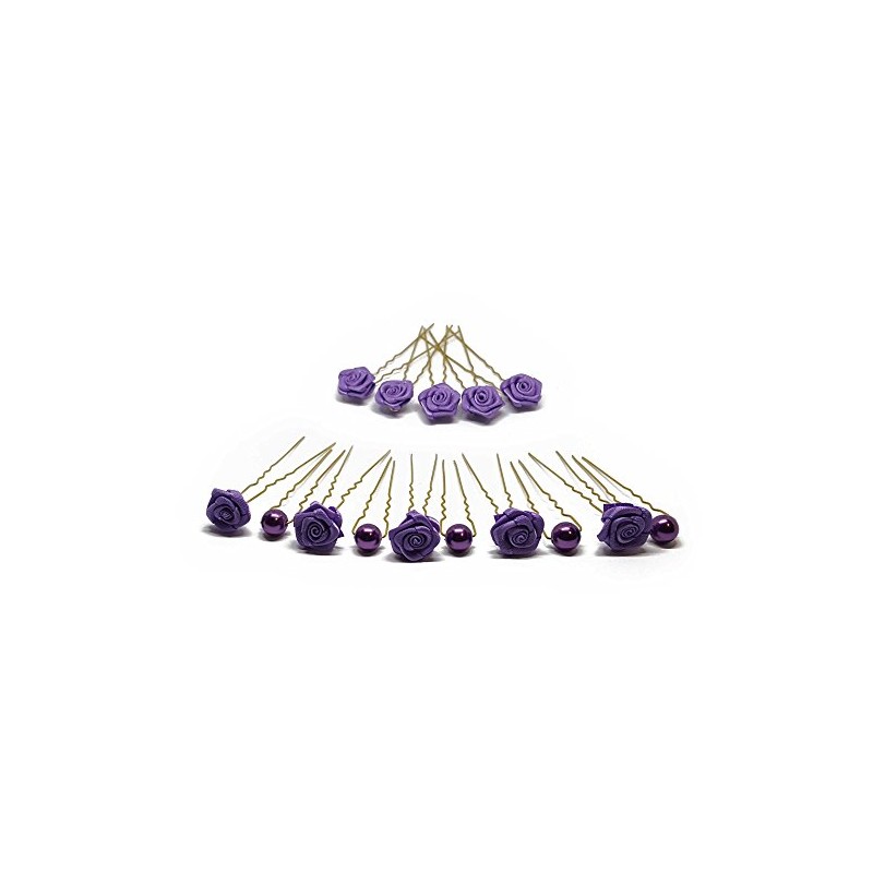 15-Piece Bridal Hair Jewellery Set 3-G Purple