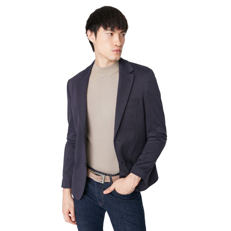 TRENDYOL Men's Sizes Regular Basic Plain Woven Jacket Coat, navy