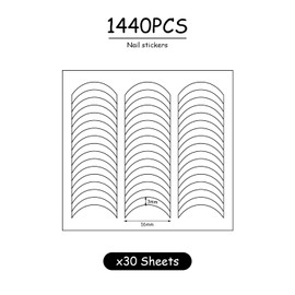 1440 pieces (30 sheets) French nail art stickers, white line nail art tape, French nail smile line, used for DIY nail art decoration