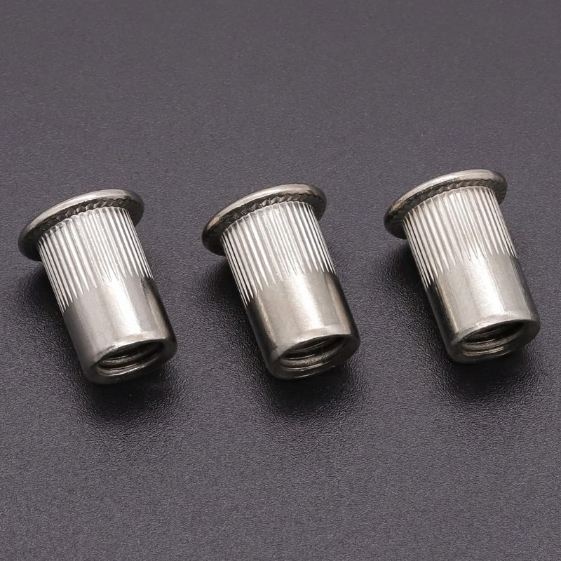 50-Pack 1/4-20 Stainless Steel Rivet Nuts with Knurled Body, 304