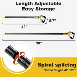 Ihomepark Adjustable Heavy-Duty Long-Handle Garden Hoe: Black Scuffle Hula Hoe for Efficient Weeding and Gardening, 30-61 Inch Loop Stirrup Design (3.5 FT)