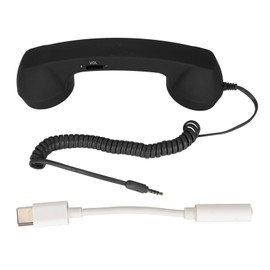 Beufee Telephone Handset for Cellphone, Retro Phone Handset with 3.5mm Jack Mobile Phone Receiver Old Telephone Headset Handheld Receiver for Cell Phone(Black)