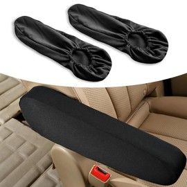 Neferta Pack-2 Car Front Seat Armrest Protective Cover, Fully Wrapped Anti-Scratch Dust Cover for All Seasons, Comfortable Washable and Reusable Armrest Cover, Universal for Most Cars (Black)