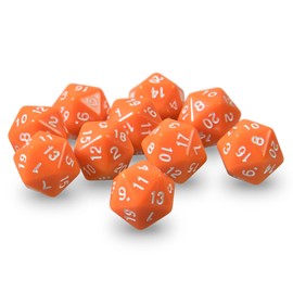 10x Polyhedral W20 Dice for Role and Tabletop Games (Orange)