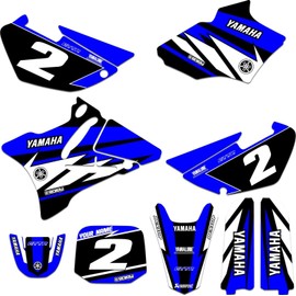 Enjoy Mfg Graphics Kit & Custom Number Plate Combo - Compatible Fit for 2002-2014 YAMAHA YZ 85 BLUE