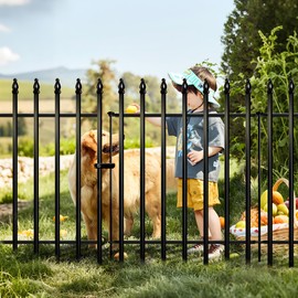 Thealyn Metal Garden Fence 36" Wide x 28" High, 5 Panels (4 Panels + 1 Gate), Total 11.6 feet, Metal Border Folding Fence, Landscape Fencing Dog Fence Pet Fence for Flower Bed, Yard, Animal Barrier