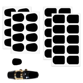 MIRKUZI Bite Rubbers for Woodwind Instruments, Mouthpieces for Woodwind Instruments, Pack of 36 Mouthpiece Cushions 0.8 mm Mouthpiece Patch Saxophone Mouthpiece Patches Oval Square Combination (Black)