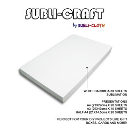 Subli-Craft Cardboard Sublimation Sheets A4 Pack 20 Units by Subli-Cloth (21cm x 29cm)