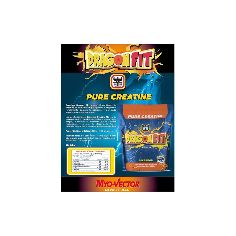 Creatina Monohidratada Myo-Vector en Polvo Sin Sabor, 1 kg