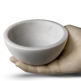 Lather & Wood Marble Shaving Cream Bowl - Premium Stone Holds Heat with Lather Ridges - White