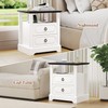 Farmhouse Nightstand with Charging Station, 21.3" End Table with 2