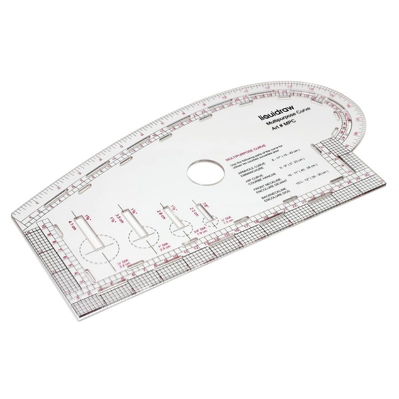 Liquidraw 4 in 1 Multipurpose Curve Ruler Includes Armhole Curve