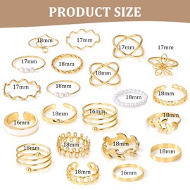 21PCS Vintage Gold Knuckle Ring Set for Women, Boho Stackable Joint Finger Rings Knuckle Joint Thumb Rings Flower Pearl Open Rings Set for Women Teen Girls