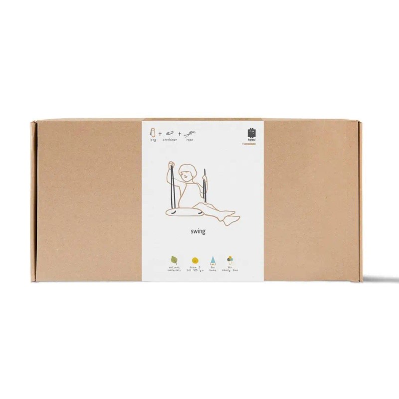 UD_BABAI Wooden Swing with Black Cotton Rope for 3+