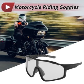 HEROFFIX 1 Set Motorcycle Riding Goggles Anti-glare Tri-Acetyl Cellulos PC UV400 Cycling Sunglasses Light Gray Lens Black Gray Frame