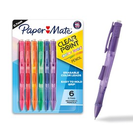 Paper Mate Clearpoint Portaminas con minas de color, barril transparente, Paquete de 6, Colores Variados, Paquete 6