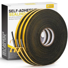 Inwee Draft Excluder for Doors, Weather Stripping Foam Tape 6mm(W) x 1.5mm(T)/20M, Draught Excluder for Door Window Against Draught/Anti-Collision/Soundproof/Waterproof/Dustproof, 3 Rolls Black