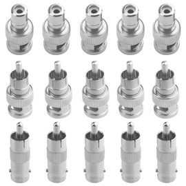 WMYCONGCONG 15pcs BNC Male to RCA Male + BNC Female to RCA Male + BNC Male to RCA Female Plug Coaxial Conversion Adapter Connector 5pcs